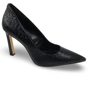 Michael Kors Women's US 11 Amara Pump In Python-Print Leather Black Shoes $255